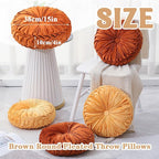 Round Throw Pillows Decorative Pleated Throw Pillows 15'' Diameter Accent Pumpkin Boho Chair Cushion for Couch Sofa Home Decoration(Burnt Orange, Yellow,4 Pcs)