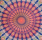 ICC 24" Orange Peacock Mandala Barmeri Large Floor Pillow Cover Cushion Meditation Seating Ottoman Throw Cover Hippie Decorative Zipped Bohemian Pouf Ottoman Pom Pom Cases 24" Square