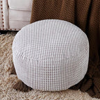 SUTAVIA Pouf Ottoman Cover Unstuffed Pouf Seat Decorative Soft Storage Bean Bag 20x20x8 Inches Floor Footrest for Living Room Bedroom (Light Gray, Round)