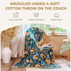 Boho Throw Blanket for Couch Sofa Chair Cotton Spring Blankets for Bedroom Living Room All Season Soft Lightweight Reversible Floral Bird Embroidery Decorative Throws 50"x60"