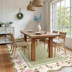 Lahome Floral Scalloped Rug 5x7, Green Rugs for Living Room Ultra-Thin, Vintage Boho Washable Area Rug 5x7 Soft Bedroom Rugs Non-Slip Throw Carpet for Farmhouse Dining Room Playroom Ariele