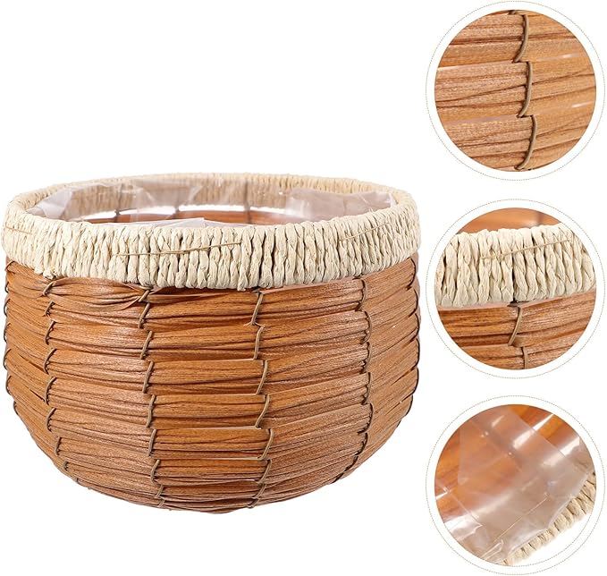 GANAZONO Indoor Flower Pots Woven Flower Basket Rattan Straw Weaving Basket Plant Pots Cover Plant Pot Container Farmhouse Planter Seagrass Planter L