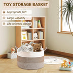 CLHMILY&Z Large Woven Basket - 20x13 Inches - Blanket Hamper for Living Room, Round Storage Bin, XLarge Laundry Organizer for Clothes, for Tree Plant, Mix Brown