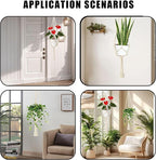 6Pcs White Macrame Plant Hanger Set Different Tiers Hanging Plant Holders Indoor Plant Hangers from Ceiling Hanging Planter Basket Cotton Rope with S Hooks and Hook Nails Boho Home Decor