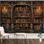 Accnicc Vintage Bookshelf Tapestry Medieval Art Book Tapestries Wall Hanging Gothic Dark Academia Retro Library Backdrop Tapestry for Bedroom Living Room Dorm Study Classroom 60 × 44 inch