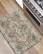 DEXI Kitchen Mats for Floor Cushioned, 23x35 Wide Runner Rug Non Slip, Waterproof Soft Comfort Standing Padded Anti Fatigue Decorative, Cream Red