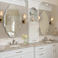 Scalloped Mirror for Bathroom - 24"x36" Silver Bathroom Mirror with Aviation Aluminum Alloy Frame & Shatter-Proof Glass for Living Room Bedroom Entryway, Brushed Silver Frame(x1)