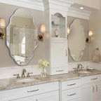 Scalloped Mirror for Bathroom - 24"x36" Silver Bathroom Mirror with Aviation Aluminum Alloy Frame & Shatter-Proof Glass for Living Room Bedroom Entryway, Brushed Silver Frame(x1)