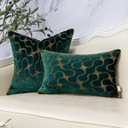 Yangest Green Square Throw Pillow Cover Wavy Velvet Cushion Cover Modern Zippered Pillowcase for Sofa Couch Bedroom Living Room Chair, 18 x 18 Inch