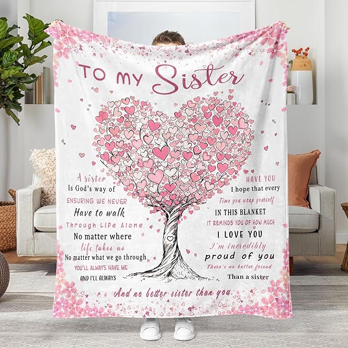 Aipon Sister Gifts Blanket, Sisters Birthday Gifts for Sister, to My Sister Blanket 50"x 60", Big Sister Gift for Sister Wedding Graduation, Sister Blankets from Sister Adult Best Sister Ever Gifts