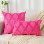 decorUhome Spring Euro Sham Throw Pillow Covers 26x26 Inch Set of 2, Soft Plush Faux Fur Wool Hot Pink Accent Couch Pillow Covers for Modern Farmhouse Bed Sofa Living Room