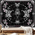 KJHL Skull Butterfly Floral Tapestry Black and White Gothic Skeleton Tapestry Wall Hanging Decor Pink Constellation Witchy Tapestries Aesthetic for Bedroom Living Room(44ʺ x 60ʺ)