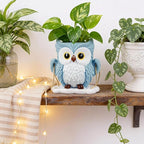 QCQHDU Swing Owl Hanging Pots with Drainage Hole, Small Resin Succulent Plant Planters, Cute Indoor/Outdoor Decor for Balcony Garden Patio, Women Gift Idea, Blue