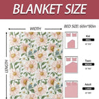 Daisy Floral Blanket 40×50 Inch,Vintage Pink Wildflower Lightweight Flannel Throw with Green Leaves on White,Spring Rustic Farmhouse Home Decor,Gifts for Girls,Women