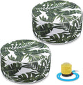 Outdoor Inflatable Ottoman Waterproof Pouf Ottoman with Handle D21 x H9, Water Repellent Portable Footstool for Patio Garden Camping or Home(Leaf)
