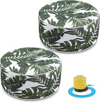 Outdoor Inflatable Ottoman Waterproof Pouf Ottoman with Handle D21 x H9, Water Repellent Portable Footstool for Patio Garden Camping or Home(Leaf)