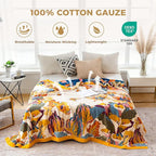 Boho Throw Blanket for Couch 100% Cotton Soft Breathable Butterfly and Floral Double Embroidery Spring Throw Blanket,50"x60" All Season Reversible Throws for Sofa Chair Bohemian Decor for Livingroom