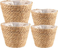 4 Pack 10 in 8.7 in 7 in Seagrass Planter Basket for Indoor Outdoor Plants, Decorative Woven Flower Pot Cover Fits Most Plant Containers