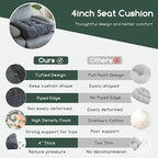 HIGOGOGO Tufted Corduroy Recliner Seat Cushion for Elderly, High Density Foam Large Square Seat Cushion for Recliner Chair, Floor Pillow, Office Chair, Car, No Pressure on Thighs, 20x20x4