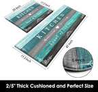 Arttown Teal Farmhouse Anti-Fatigue Kitchen Rug Set of 2 Grey Black Green Wood Vintage Cushioned Floor Standing Mat Waterproof Non-Slip Kitchen Mat and PVC Ergonomic Comfort Foam Rug