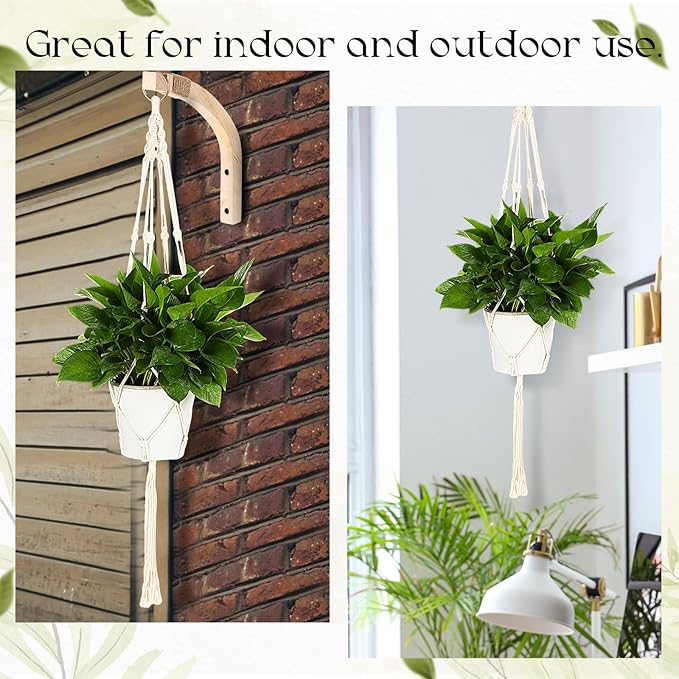 4 Pack Plant Wall Hanger for Indoor Plants 2 Pcs Plant Hangers Indoor Wall Mount 2 Pcs 41'' Macrame Plant Hangers Indoors Plant Hooks for Wall Outdoor Flower Pots Garden Decoration
