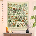 Vintage Flowers Tapestry 48”x36”, Long Vertical Wall Hanging Reference Illustrative Botanical Tapestries for Bedroom Aesthetic Floral Tapistry Botanical Plants Tapestry Wall Hanging Cute Bedroom Decor