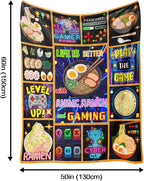 Aipon Anime Ramen Gaming Gamer Blanket 50"x 60", Anime Ramen Lover Gaming Gamer Gifts for Boys Kids Men, Funny Food Game Controller Blankets, Soft Cozy Lightweight Throw Blanket for Girls Women