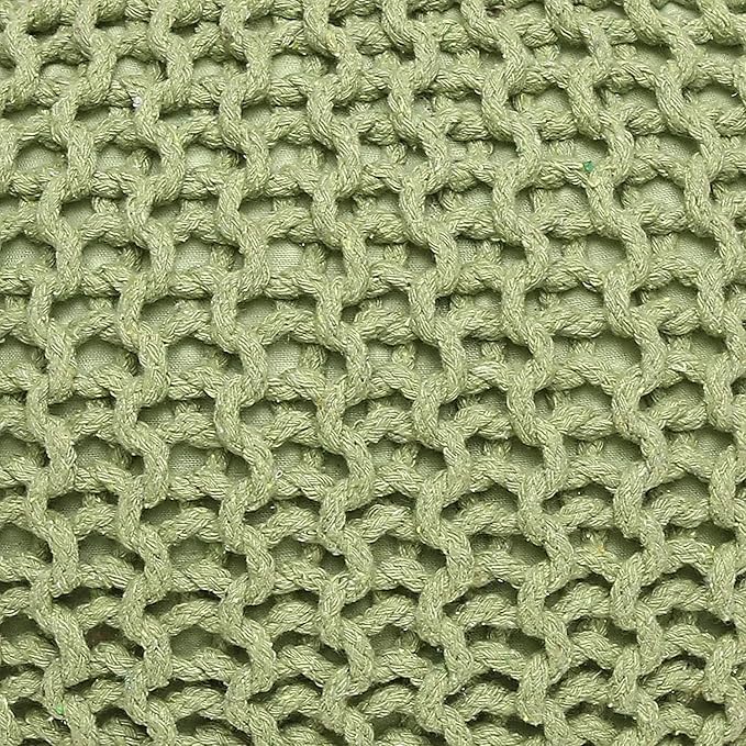 REDEARTH · Round Pouf Ottoman - Hand Knitted Cable Boho Poof Home Décor Pouffe Circular Footrest for Living Room - Nursery - Bedroom - Lounge 100% Cotton (19.5"x19.5"x14") - Kiwi, Set of 2