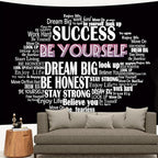 Boqin Quote Tapestry- Be Yourself Tapestries, Inspirational Wall Art, Inspirational Classroom Quotations Wall Hanging Positive Saying for Living Room, Bedroom Decoration, Outdoor - 50 x60 Inches