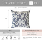 BlissBlush 20x20 Throw Pillow Cover, Grayish Blue Square Decorative Cushion Cover for Couch Sofa, Floral Tufted Embroidered Velvet Farmhouse Accent Pillowcase (Cover Only)