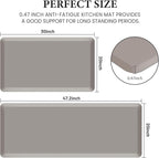HappyTrends 2 PCS Kitchen Mat Cushioned Anti-Fatigue Floor Mat, Heavy Duty Ergonomic Comfort Foam Standing Mat,20"x30"+20"x47",Khaki