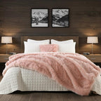 HORIMOTE HOME Pink Faux Fur Throw Blanket, Long Pile Light Pink Fur Blanket, Super Warm, Soft, Cozy, Fuzzy, Fluffy Throws for Couch Bed Sofa, Aesthetic Home Room Decor Throw, 50" x 60"