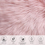 Softlife Pink Faux Fur Sheepskin Chair Cover Seat Cushion Pad Super Soft Area Rugs for Living Bedroom Sofa Dorm (1.6ft x 1.6ft)