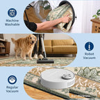 GarveeHome Terracotta Olive Sage Green Washable 6x9 Area Rugs, Botanical Grove Vintage Cottagecore Non-Slip Rug for Living Room Bedroom Nursery Kitchen Low-Pile Retro Large Carpet