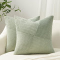Topfinel SageGreen Throw Pillow Covers 26x26 Inch Set of 2 Decorative Pillow Covers for Sofa Living Room Couch Bed Soft Corduroy Boho Textured Stripe Modern Farmhouse Decor