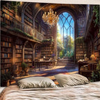 Accnicc Vintage Library Tapestry Medieval Bookshelf Tapestries Wall Hanging Fantasy Academia Hall Book Backdrop Extra Large Tapestry for Bedroom Living Room Dorm Classroom 90 x 68 inch