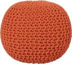 REDEARTH · Round Pouf Ottoman - Hand Knitted Cable Boho Poof - Pouffe Circular Footrest for Living Room - Bedroom - Patio - 100% Cotton (19.5"x19.5"x14") - Burnt Orange, Set of 2
