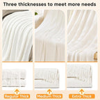 inhand Knitted Throw Blankets for Couch and Bed, Soft Cozy Knit Blanket with Tassel, Off White Lightweight Decorative Blankets and Throws, Farmhouse Warm Woven Blanket for Men and Women, 60"x80"