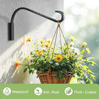 16 Inch 2 Pack Plant Hangers for Indoor/Outdoor Wall Mount - Heavy Duty Hanging Plant Holder & Bird Feeder Hooks, Decorative Black Metal Wall Hangers for Plants, Flower Baskets