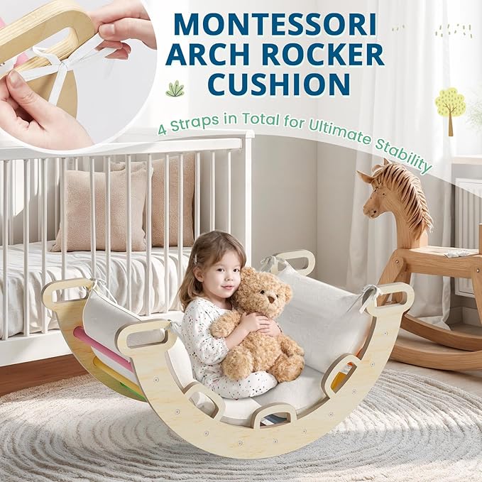 BlueWood Cushion for Climbing Arch, Montessori Philosophy Soft and Non-Slip Pillow for Kids, Pikler Cushion for Reading, Playing, Games, Parties (White)