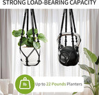 Macrame Plant Hanger - Fits 4 to 15 inches Pots for Indoor Outdoor, 43"/35"/29" Different Sizes Set, Black (POTS NOT Included)