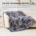 EMME Faux Fur Blanket Twin Size Tie-Dye Dark Gray - Big Bubble Rabbit Cozy Blanket for Couch, Thick Furry Plush Shaggy Blankets, 650GSM, 60x80 Inches