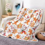 Christmas Throw Blanket Flannel Blankets Warm and Soft Gingerbread Cozy Fuzzy Winter Throws for Couch Sofa 60x80 Inch
