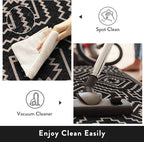 Lahome Bijou Moroccan Easy Jute Carpet, 3x5 Indoor Outdoor Entryway Patio Rug 3x5 Farmhouse Black Washable Living Room Rug, Non Slip Indoor Outdoor Carpet for Patio Courtyard Deck