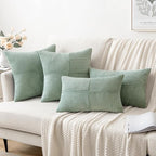 MIULEE Greyish Green Decorative Euro Sham Pillow Covers 24x24 Inch for Bed Couch Sofa Spring Decor Pack of 2 Boho Farmhouse Throw Pillows Soft Cross Corduroy Patchwork Textured Cushion Cases