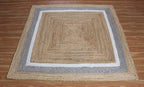 Heavy Material Hand Braided Jute 8x8 Feet Natural Jute Area Rug Beige Multi Geometric Design 0.27" Thick Handwoven Flatweave Carpet for Indoor Outdoor Use – Ideal for Bedroom, Dining Room