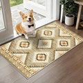 Area Rug 2x4 Rug Machine Washable Non-Slip Low Pile Print Pattern Western Rug for Living Room Bedroom Entryway Tribal Series-Cream/Camel