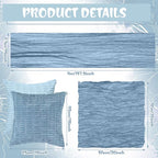 91 x 71 Extra Large Outdoor Boho Picnic Blanket with Gray Blue Table Runner, 6 Throw Pillow Covers 6 Napkins Woven Cotton Yarn Oversize Beach Blanket Washable Picnic Camp Wedding