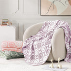 WRENSONGE Checkered Throw Blanket Lilac Smiling Face Soft Cozy Fluffy Warm Hand Made Throw Blankets for Couch, Sofa, Chair, Bed, Camping, Picnic, Travel Lightweight Bed Blanket - 50"*60"