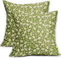 Lime Green Pillow Covers 18x18 Set of 2 Vintage Floral Rustic Old Style Cute Flower Print Decorative Outdoor Pillowcases Seasonal Farmhouse Throw Cushion Case Decor for Couch Sofa Bed